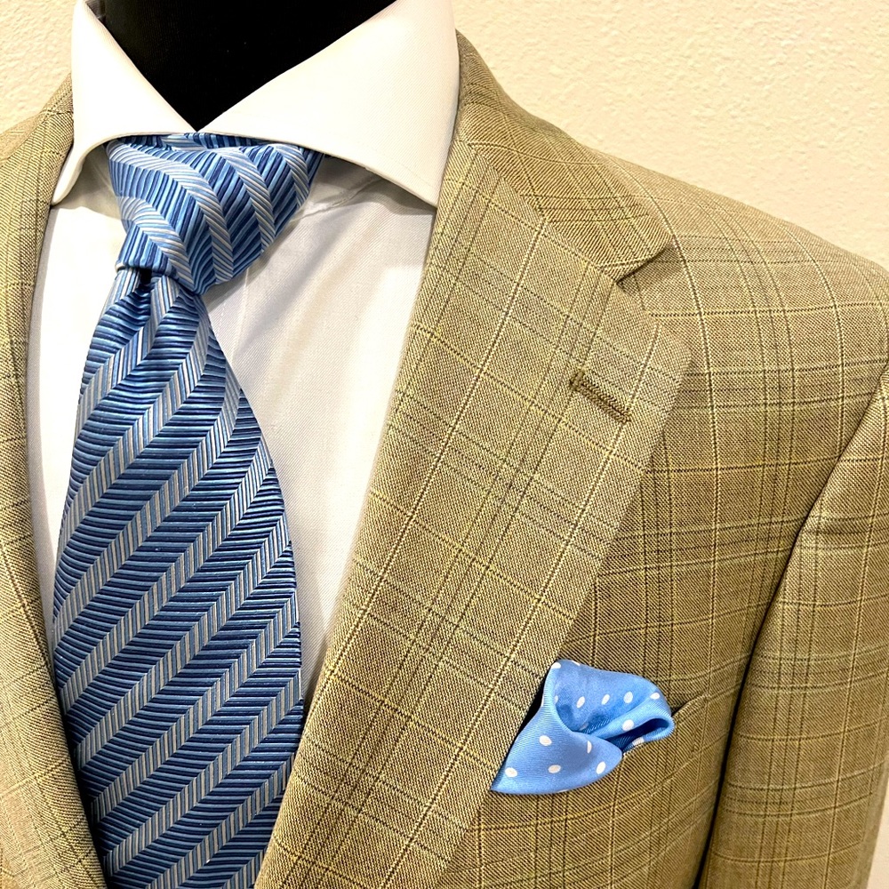 DANIEL CREMIEUX LORO PIANA PLAID SPORT COAT BLAZER JACKET TAN MEN 42R